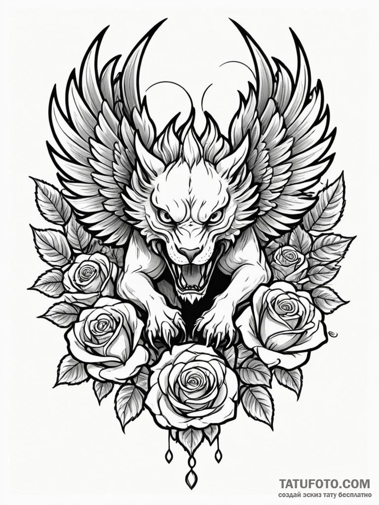 A beautiful, but fierce griffin, its talons s... - эскиз тату (№1752084378_0, 09.07.2025 18:06) — Tatufoto.com