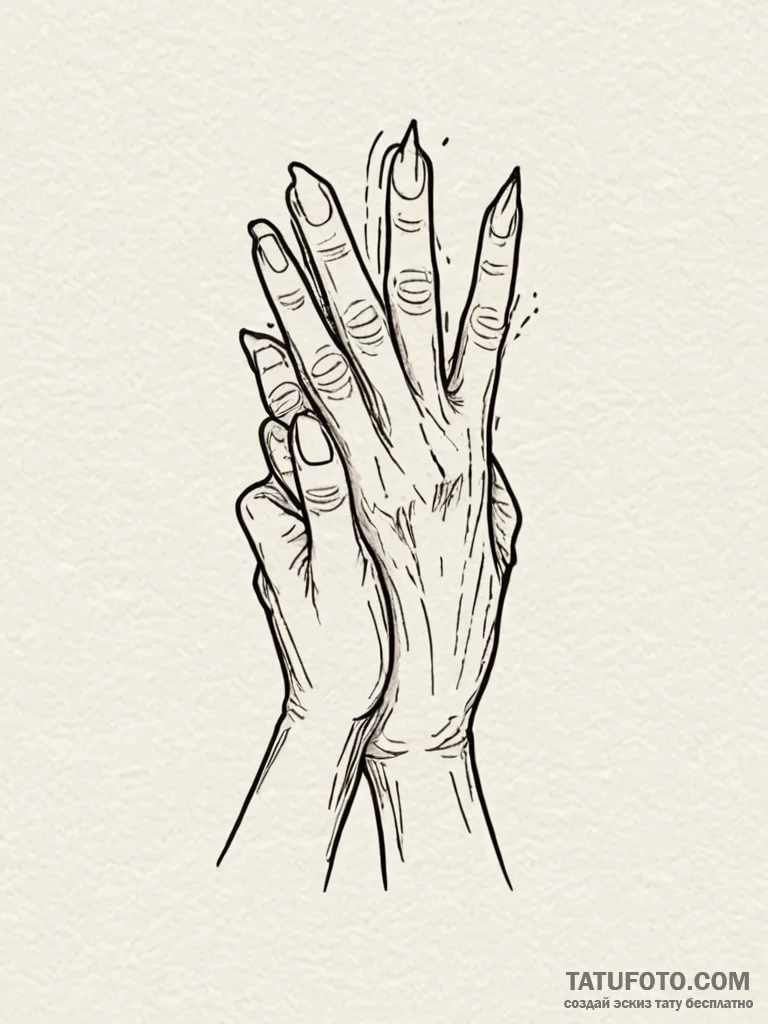 A human hand, gently stopping a falling tear... - эскиз тату (№1752084714_0, 09.07.2025 18:11) — Tatufoto.com