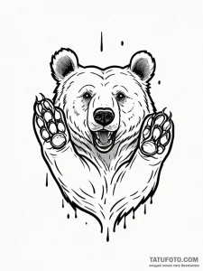 A powerful bear, its paw raised to strike, ta... - эскиз тату (№1752084964_0, 09.07.2025 18:16) — Tatufoto.com