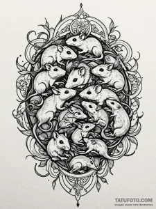 A pack of rats, swarming, a symbol of overwhe... - эскиз тату (№1752085294_0, 09.07.2025 18:21) — Tatufoto.com