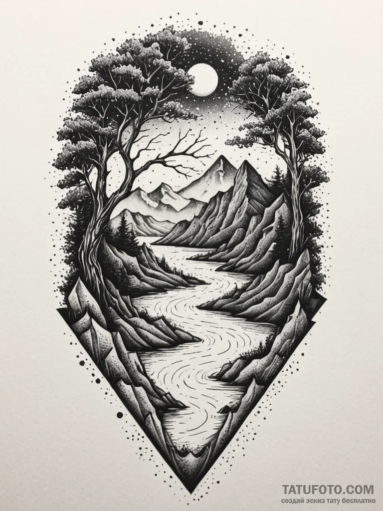 A person, whose body is a sheltering cave in... - эскиз тату (№1752086208_0, 09.07.2025 18:36) — Tatufoto.com