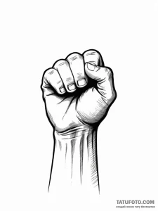 A single, defiant fist raised in the air - эскиз тату (№1752086547_0, 09.07.2025 18:42) — Tatufoto.com