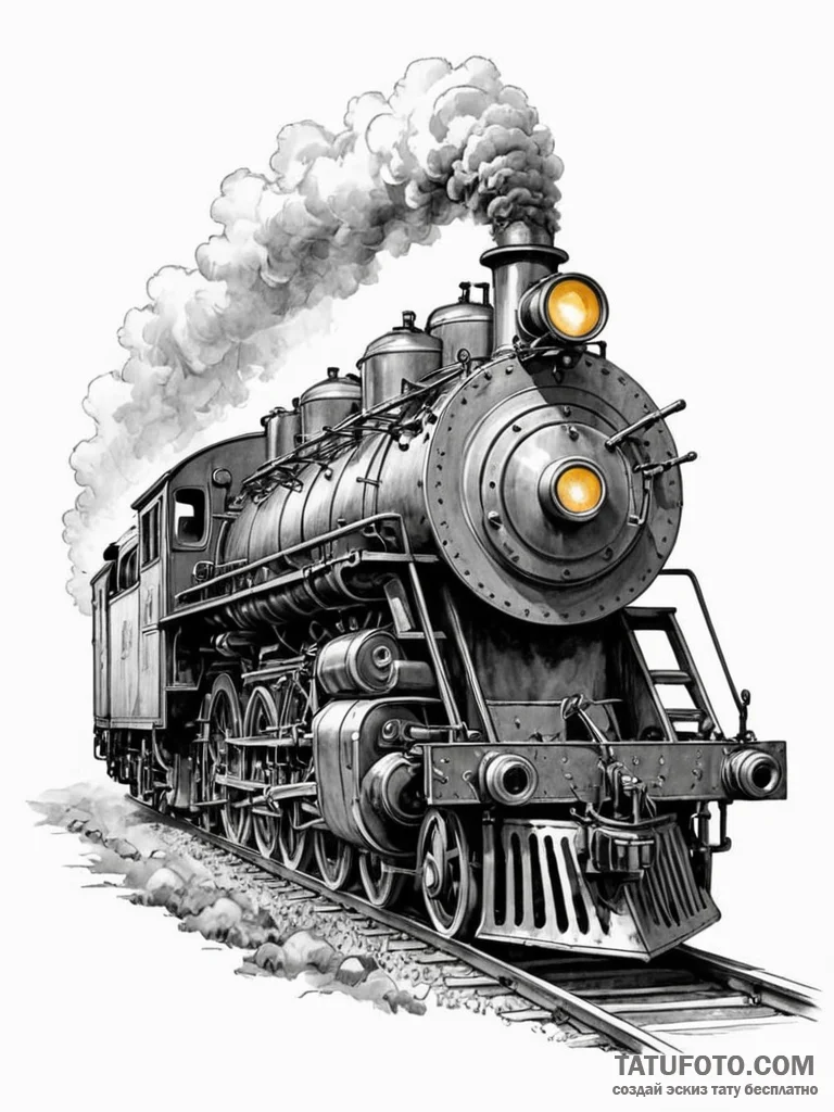 A powerful steam engine, a symbol of relentle... - эскиз тату (№1752086629_0, 09.07.2025 18:43) — Tatufoto.com