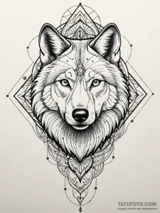 A running wolf, lean and determined, its eyes... - эскиз тату (№1752086794_0, 09.07.2025 18:46) — Tatufoto.com