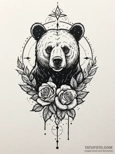 A bear, its silhouette filled with a night sk... - эскиз тату (№1752087134_0, 09.07.2025 18:52) — Tatufoto.com