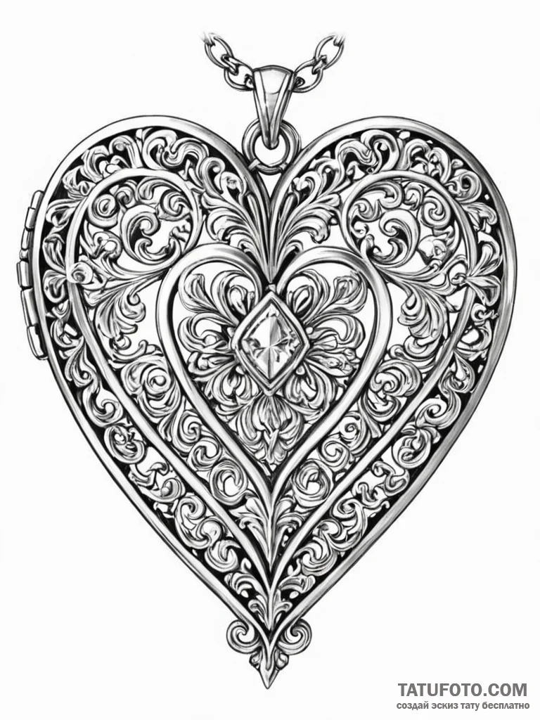 A beautiful, ornate filigree heart, but it is... - эскиз тату (№1752087637_0, 09.07.2025 19:00) — Tatufoto.com