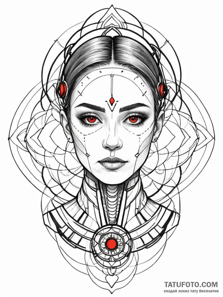A portrait of a beautiful woman, but she is a... - эскиз тату (№1752087971_0, 09.07.2025 19:06) — Tatufoto.com