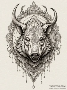 A pack of spectral boars, their tusks glowing... - эскиз тату (№1752088137_0, 09.07.2025 19:08) — Tatufoto.com