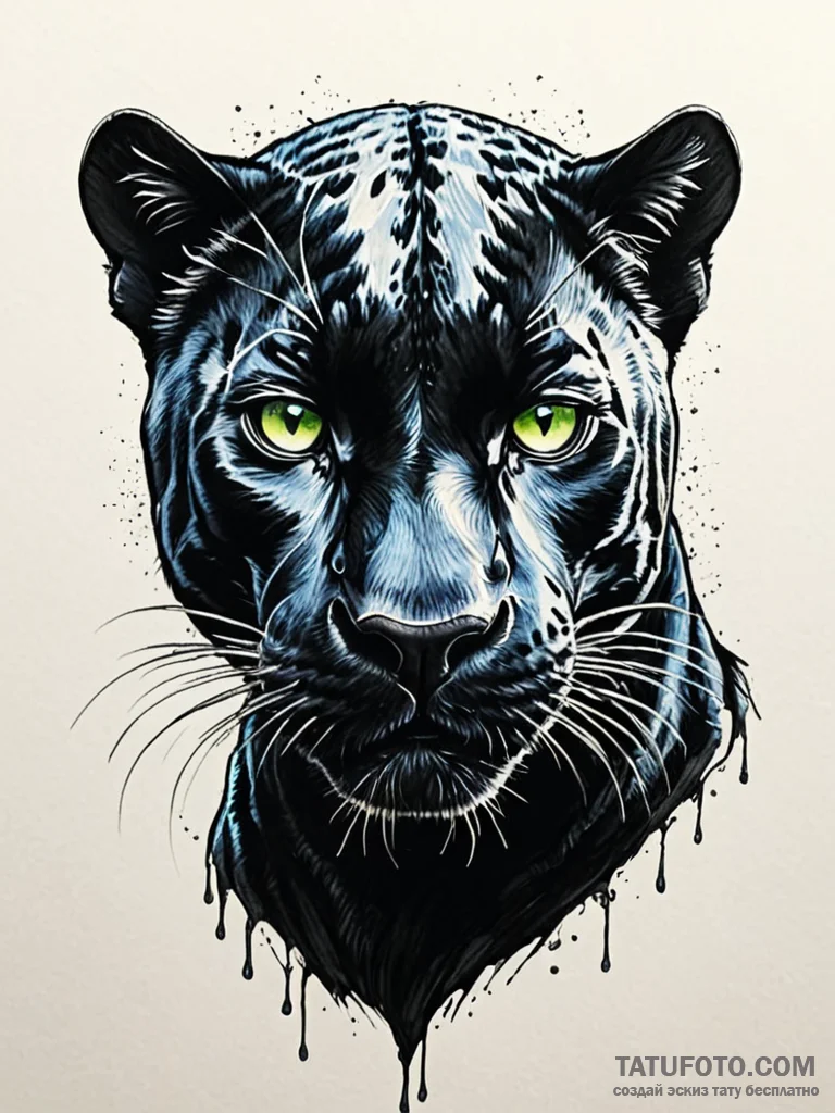 A beautiful, realistic black panther, its eye... - эскиз тату (№1752088304_0, 09.07.2025 19:11) — Tatufoto.com