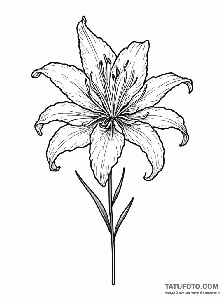 A beautiful, realistic spider lily (lycoris r... - эскиз тату (№1752088388_0, 09.07.2025 19:13) — Tatufoto.com