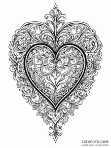 A beautiful, ornate filigree heart, but it is... - эскиз тату (№1752088725_0, 09.07.2025 19:18) — Tatufoto.com
