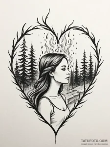 A quote "she had a wildfire in her heart" - эскиз тату (№1752090028_0, 09.07.2025 19:40) — Tatufoto.com