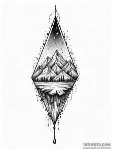 A realistic drop of black ink, suspended as i... - эскиз тату (№1752090825_0, 09.07.2025 19:53) — Tatufoto.com