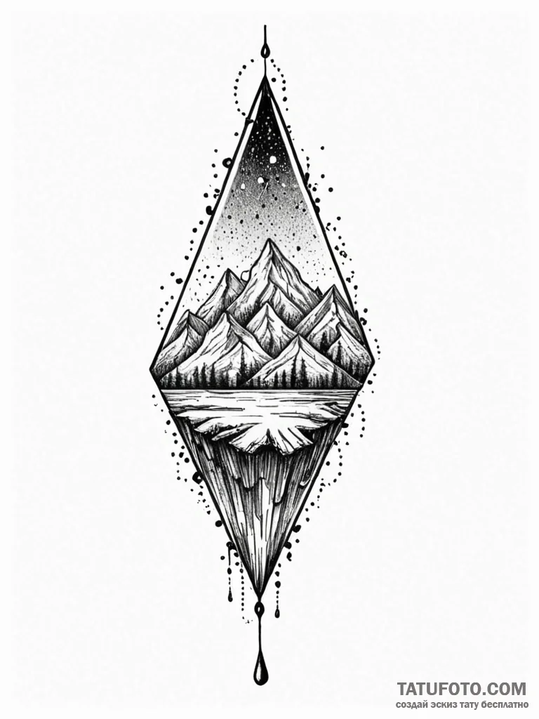 A realistic drop of black ink, suspended as i... - эскиз тату (№1752090825_0, 09.07.2025 19:53) — Tatufoto.com