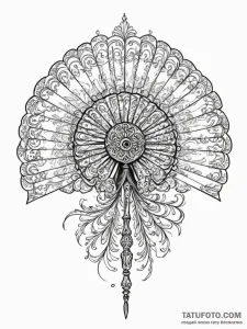 A beautiful, ornate war fan, with hidden blad... - эскиз тату (№1752091081_0, 09.07.2025 19:58) — Tatufoto.com