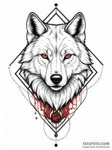 A realistic wolf, trapped in a geometric, bla... - эскиз тату (№1752091166_0, 09.07.2025 19:59) — Tatufoto.com