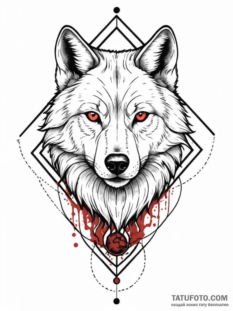 A realistic wolf, trapped in a geometric, bla... - эскиз тату (№1752091166_0, 09.07.2025 19:59) — Tatufoto.com
