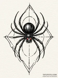 A single, black widow spider, a symbol of dea... - эскиз тату (№1752091251_0, 09.07.2025 20:00) — Tatufoto.com