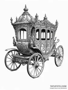A beautiful, ornate antique carriage, artisti... - эскиз тату (№1752091336_0, 09.07.2025 20:02) — Tatufoto.com