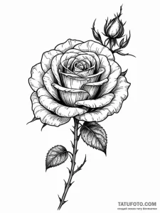A single, black rose, but its thorns are exce... - эскиз тату (№1752091676_0, 09.07.2025 20:07) — Tatufoto.com