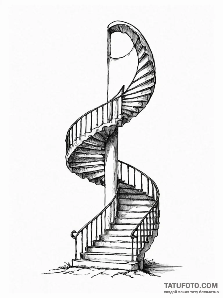A single, powerful symbol of a staircase, lea... - эскиз тату (№1752091845_0, 09.07.2025 20:10) — Tatufoto.com