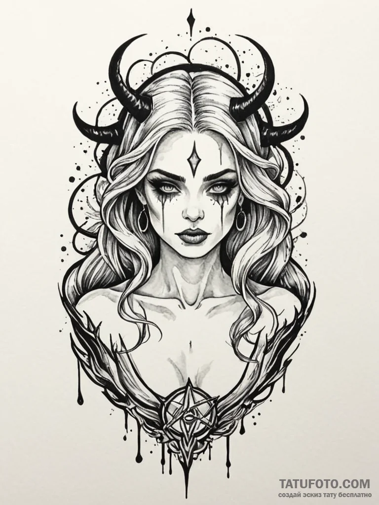 A beautiful, but deadly enchantress, casting... - эскиз тату (№1752092012_0, 09.07.2025 20:13) — Tatufoto.com