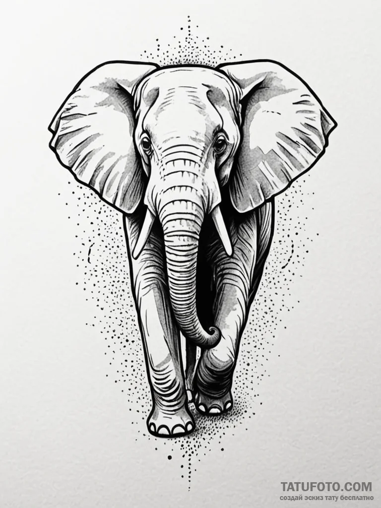 A powerful, but gentle elephant, a symbol of... - эскиз тату (№1752092096_0, 09.07.2025 20:14) — Tatufoto.com
