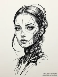 A portrait of a beautiful woman, but she is a... - эскиз тату (№1752092680_0, 09.07.2025 20:24) — Tatufoto.com
