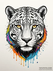 A powerful jaguar, its eyes glowing in the da... - эскиз тату (№1752093310_0, 09.07.2025 20:35) — Tatufoto.com