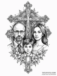 A beautiful, detailed drawing of a family por... - эскиз тату (№1752093643_0, 09.07.2025 20:40) — Tatufoto.com