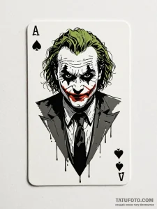 A single, forgotten playing card (the joker) - эскиз тату (№1752094991_0, 09.07.2025 21:03) — Tatufoto.com