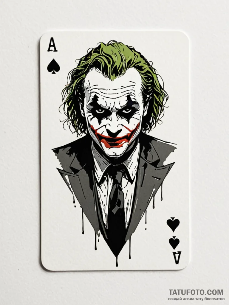 A single, forgotten playing card (the joker) — эскиз тату (№1752094991_0, 09.07.2025 21:03) — Tatufoto.com
