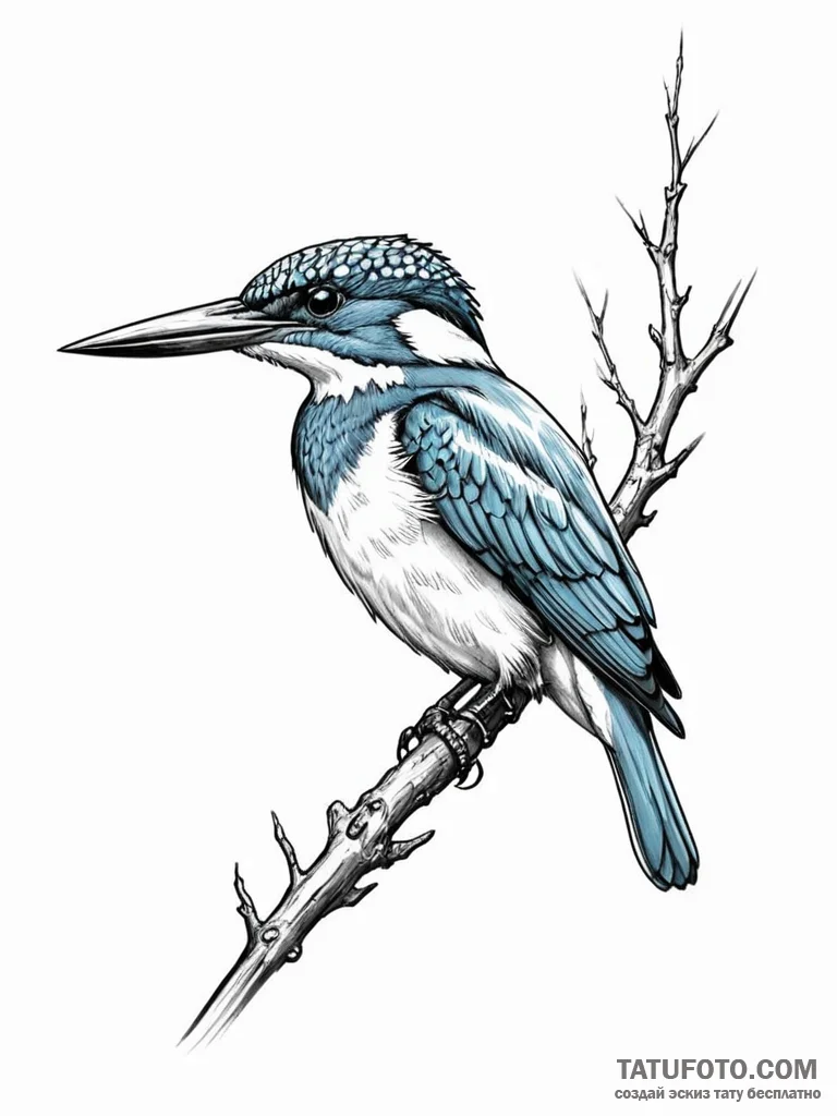 A beautiful, but determined kingfisher, a mas... - эскиз тату (№1752095581_0, 09.07.2025 21:13) — Tatufoto.com