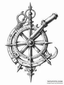 A beautiful, ornate sextant, a tool for navig... - эскиз тату (№1752095920_0, 09.07.2025 21:18) — Tatufoto.com