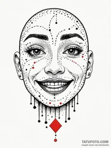 A crudely drawn happy face, but it's crying,... - эскиз тату (№1752096005_0, 09.07.2025 21:20) — Tatufoto.com