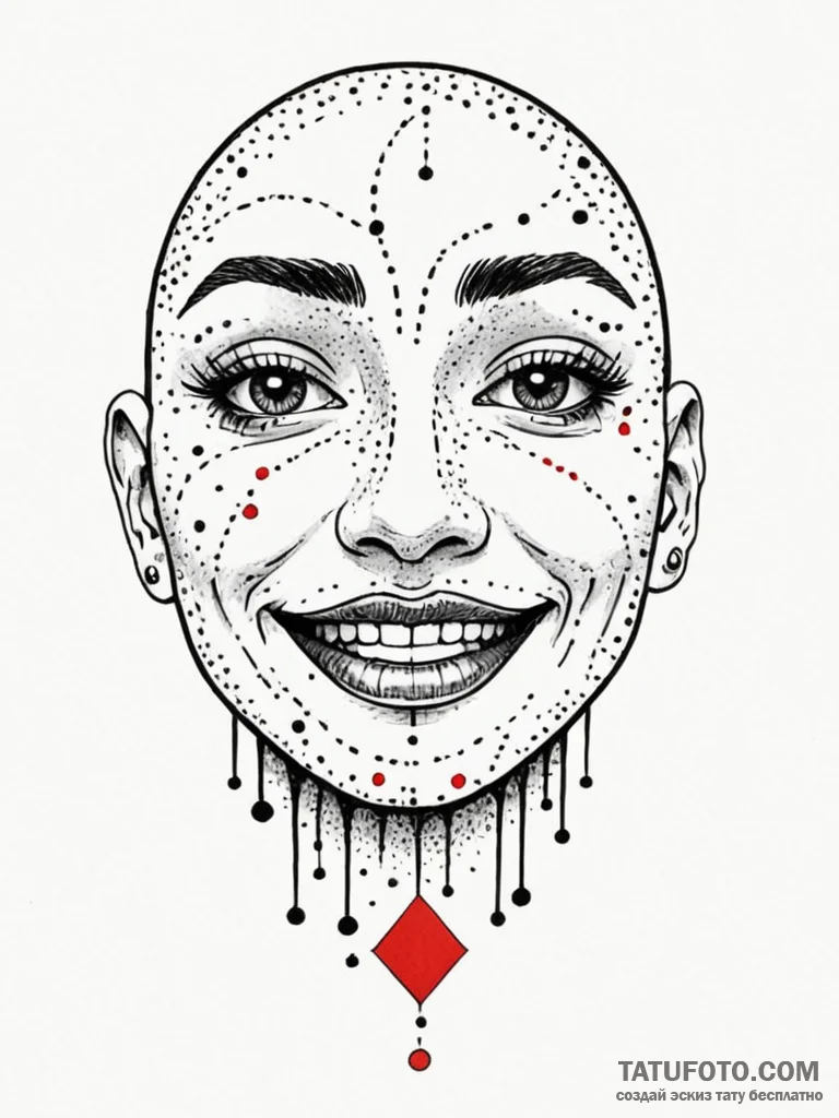 A crudely drawn happy face, but it’s crying,… — эскиз тату (№1752096005_0, 09.07.2025 21:20) — Tatufoto.com