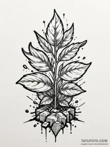 A powerful plant, breaking through a concrete... - эскиз тату (№1752096603_0, 09.07.2025 21:30) — Tatufoto.com