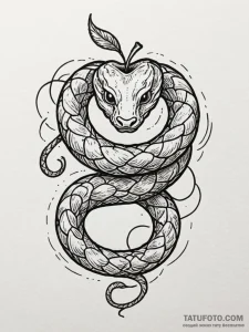 A beautiful, perfect apple, but a serpent is... - эскиз тату (№1752096857_0, 09.07.2025 21:34) — Tatufoto.com