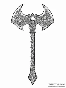 A beautiful, ornate battle axe, its blade is... - эскиз тату (№1752096943_0, 09.07.2025 21:35) — Tatufoto.com