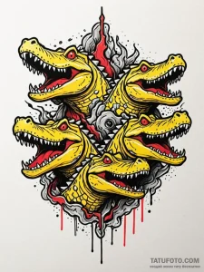 A pack of spectral crocodiles, their eyes glo... - эскиз тату (№1752097199_0, 09.07.2025 21:39) — Tatufoto.com