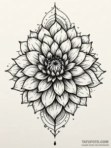 A beautiful, realistic black dahlia flower, a... - эскиз тату (№1752097368_0, 09.07.2025 21:42) — Tatufoto.com