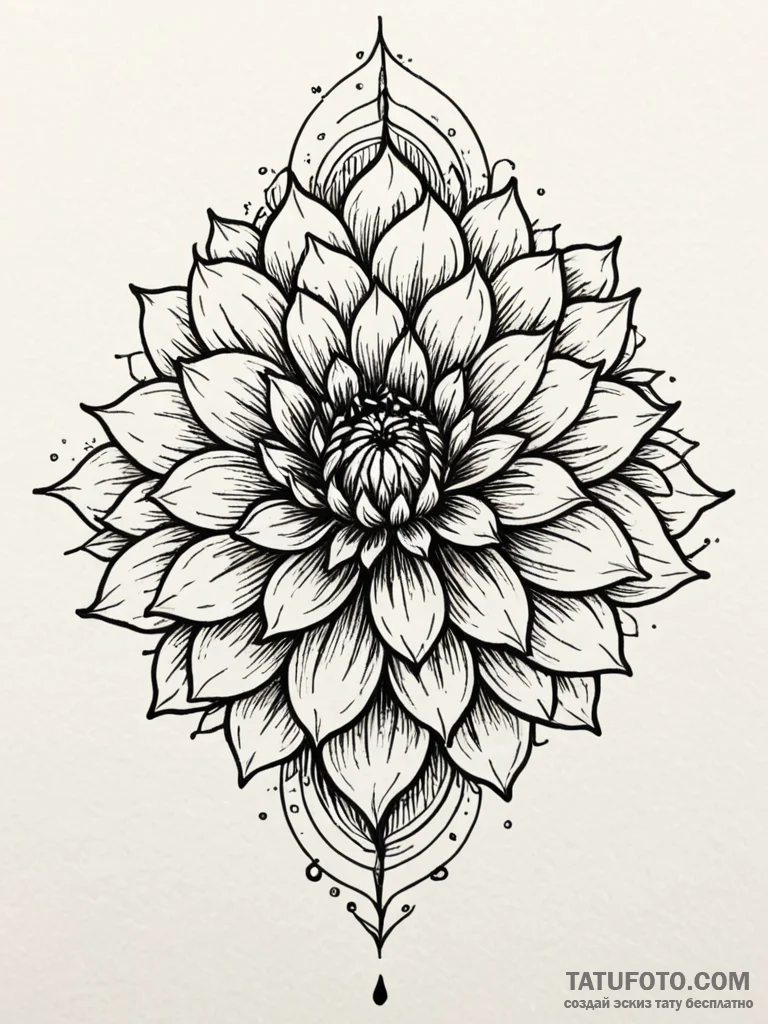 A beautiful, realistic black dahlia flower, a... - эскиз тату (№1752097368_0, 09.07.2025 21:42) — Tatufoto.com