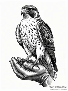A beautiful, detailed drawing of a falcon, pe... - эскиз тату (№1752097709_0, 09.07.2025 21:48) — Tatufoto.com