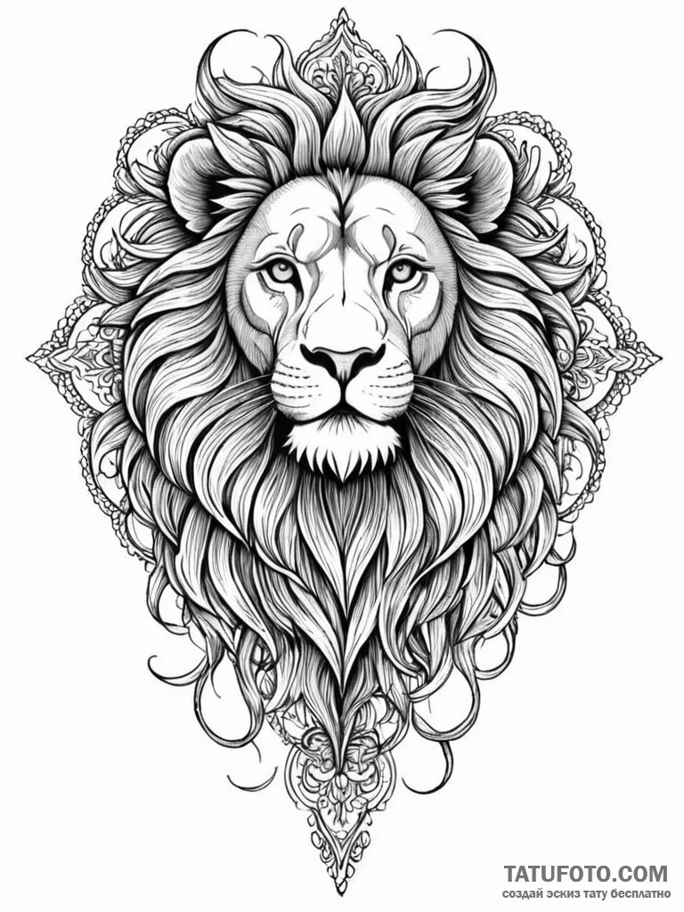 A beautiful, detailed drawing of a heraldic l... - эскиз тату (№1752097966_0, 09.07.2025 21:52) — Tatufoto.com