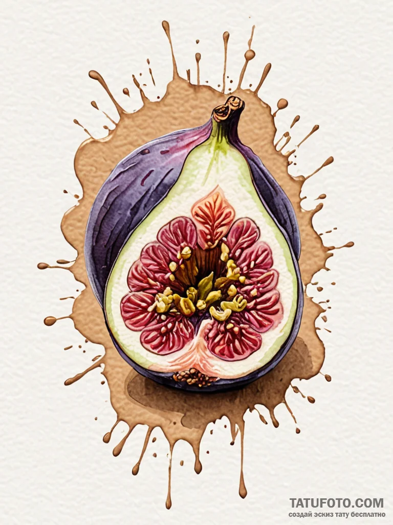 A realistic, juicy fig, cut open, concept art... - эскиз тату (№1752098492_0, 09.07.2025 22:01) — Tatufoto.com