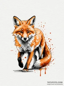 A running fox, its tail is a fiery orange and... - эскиз тату (№1752098918_0, 09.07.2025 22:08) — Tatufoto.com