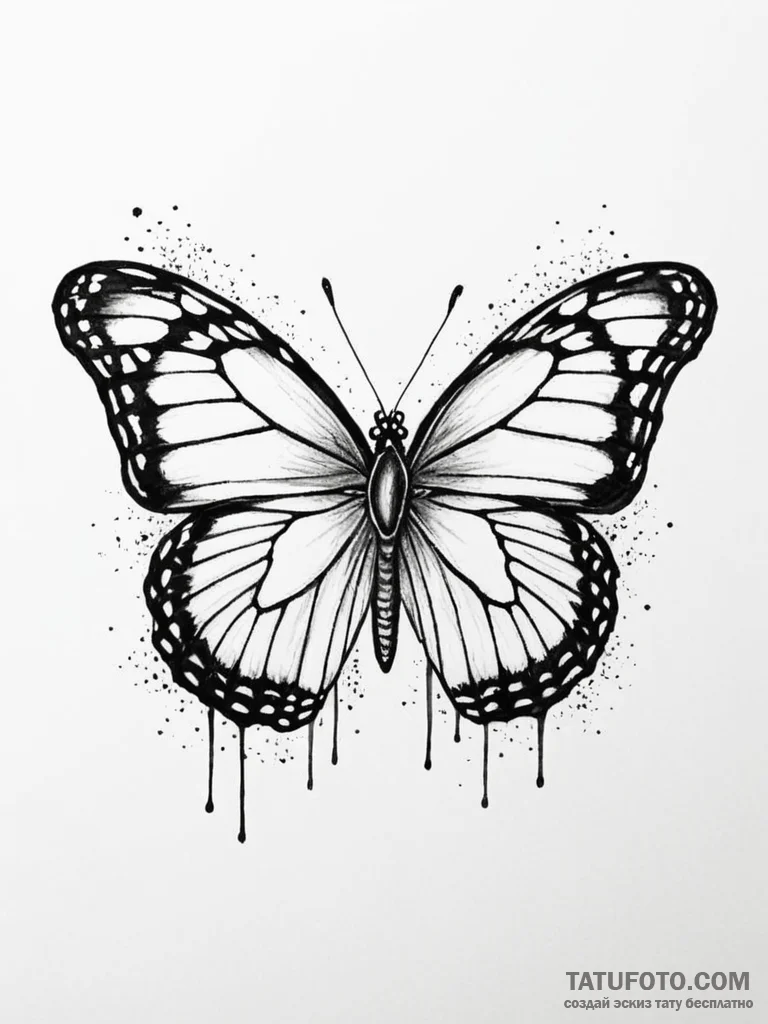 A powerful migratory butterfly, like a monarc... - эскиз тату (№1752099091_0, 09.07.2025 22:11) — Tatufoto.com