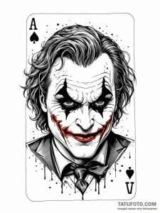 A single, forgotten playing card (the joker),... - эскиз тату (№1752099176_0, 09.07.2025 22:12) — Tatufoto.com