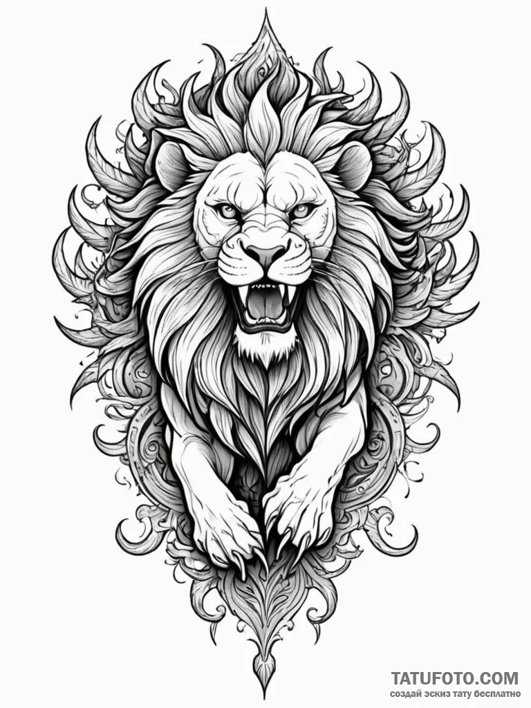 A mythological manticore, with a lion's body,... - эскиз тату (№1752099262_0, 09.07.2025 22:14) — Tatufoto.com