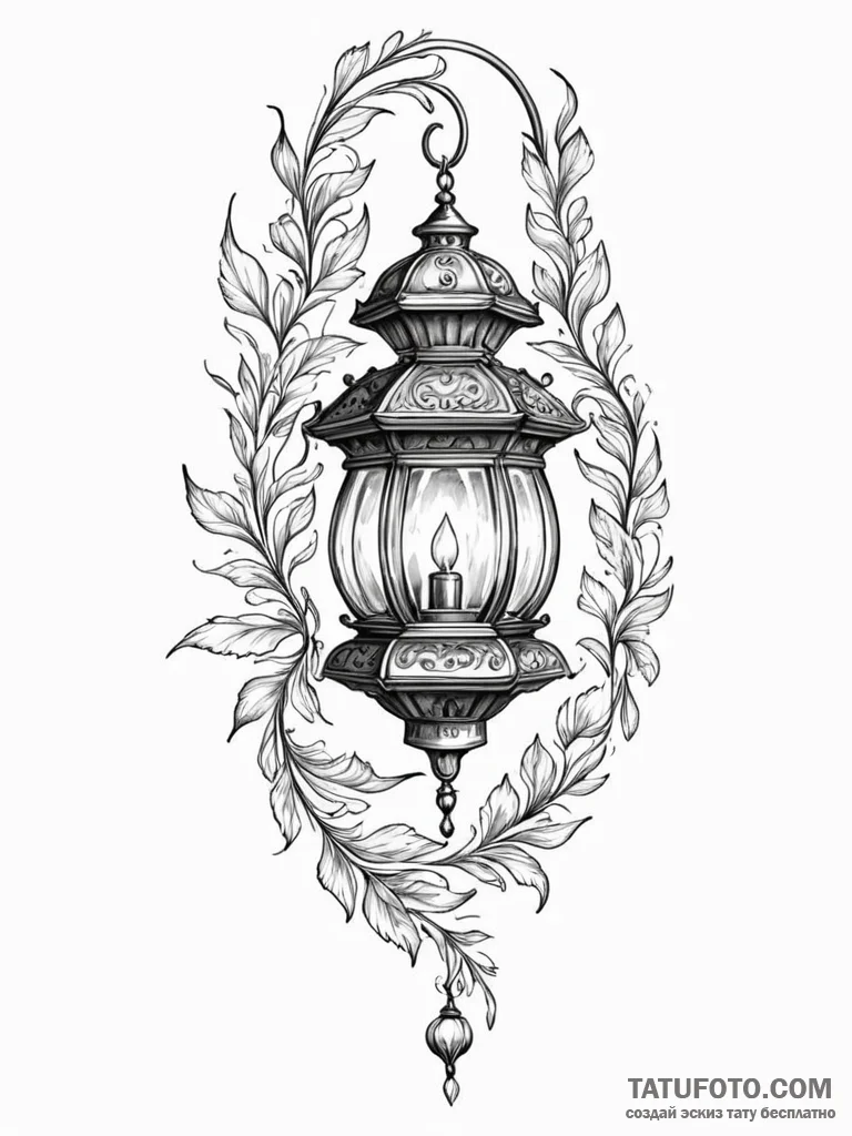 A beautiful, ornate lantern, its light unwave... - эскиз тату (№1752100541_0, 09.07.2025 22:35) — Tatufoto.com